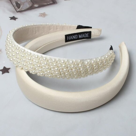 5PK White Pearl Headbands for Women Girls Dainty Bling Faux Pearls Hair Accessor main image 6